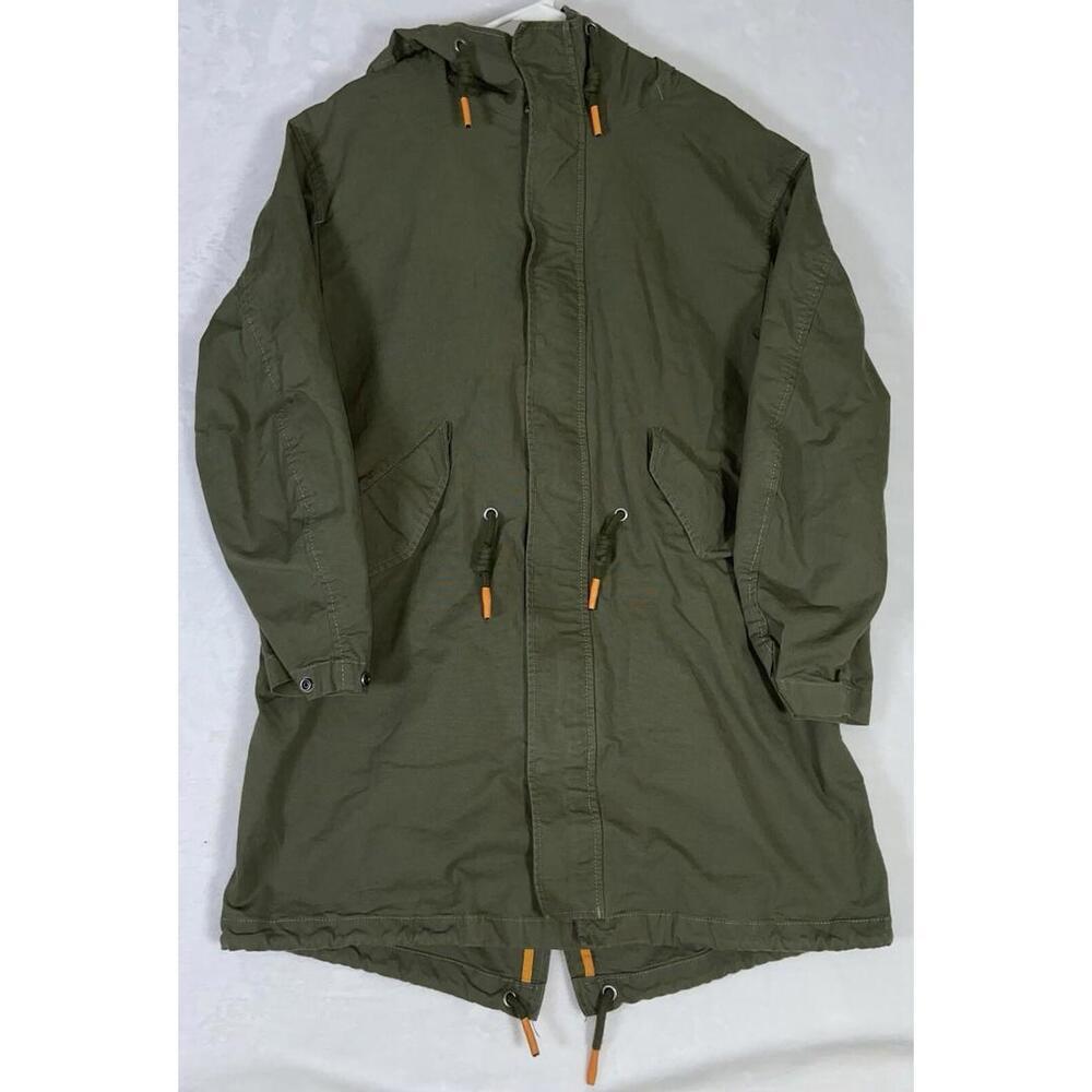ZARA CONTRASTING PARKA Orange /  GREEN | 0706/431 SIZE Medium M Coat jacket EUC